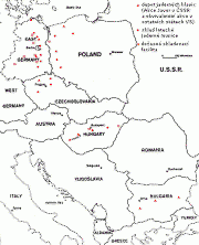 Jaderné depoty, sklady letecké jaderné munice a dočasné skladovací facility, zanesené do mapy Střední Evropy